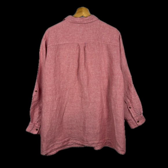 Land's End Women Linen Long Sleeve Button Up Tunic Shirt 3X Breathable Coastal - Picture 2 of 11